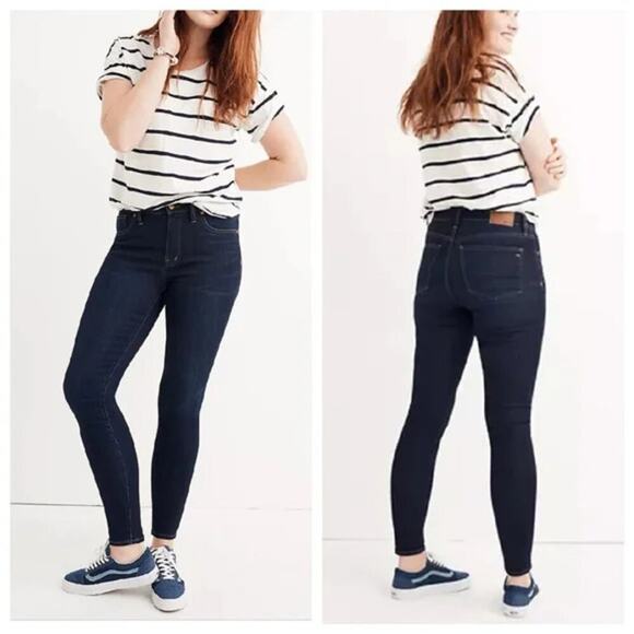 MADEWELL 9" Mid-Rise Skinny Jeans in Larkspur Wash Stretch Denim Size 24 - Picture 1 of 9